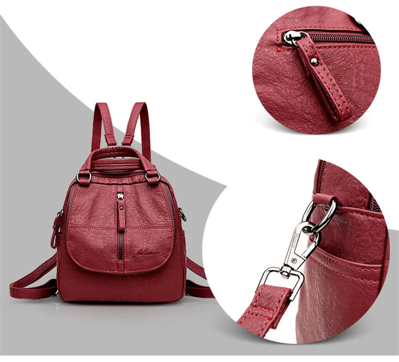 100% genuíno couro das mulheres mochilas anti