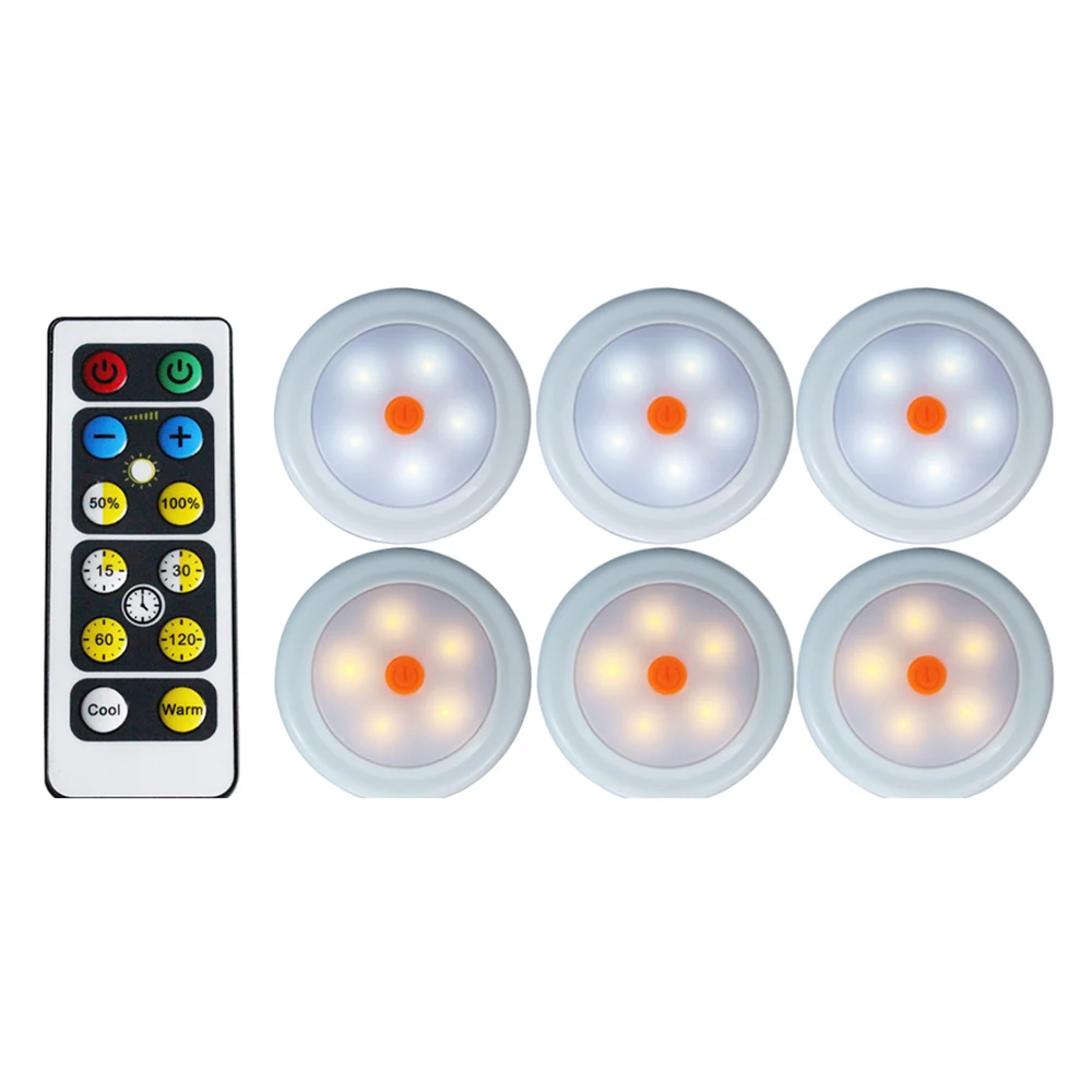 

LED Under Cabinet Light Downlight Spotlights with RF Remote Control Dimmable RGB for Home Kitchen Counter Closet Light