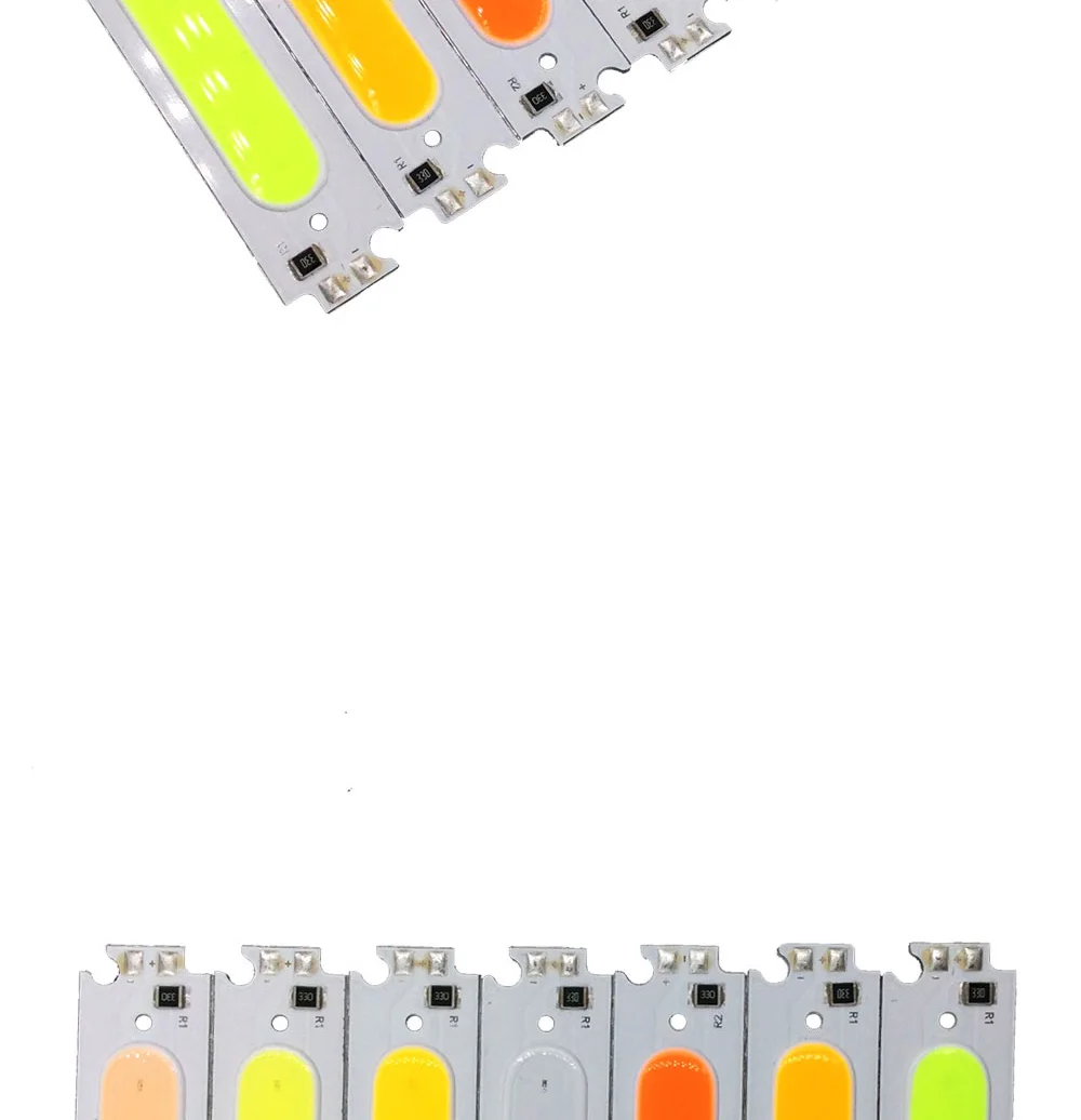100 шт. 60*15 мм COB Светодиодный модуль чип белый желтый оранжевый зеленый синий красный фиолетовый розовый светодиодный лампочка 12 В 2 Вт лампа для освещения автомобиля