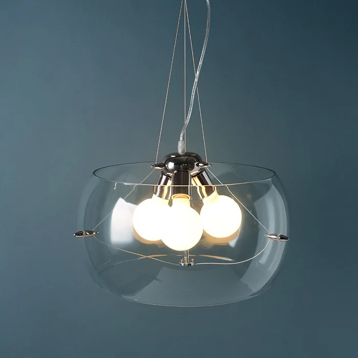 Modern Glass Pendant Light  Contemporary Clear Glass Shade 3 Lights LED Pendant Lamp Dining Room Hanging Decorative Pendant Light(5)