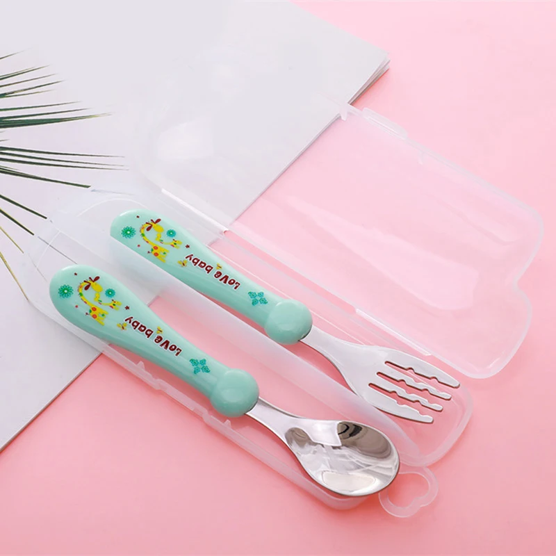 2Pcs Baby Tester Tableware Dessert Spoon For Children Feeding Spoon Fork Baby Gadgets Feeding Kid Children's Cutlery For Kids