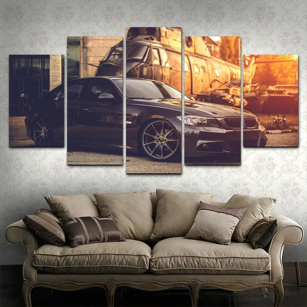 

HD canvas printed 5 piece BMW wall art and Helicopter Home decor Poster Picture For Living Room YK-593