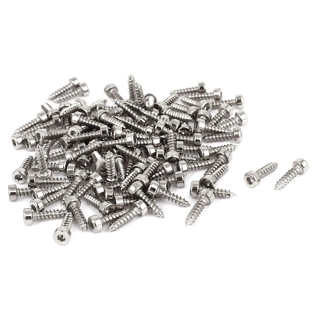 Hexagon Socket Cap Head Self Tapping Screws Fasteners M2x8mm 100 Pcs