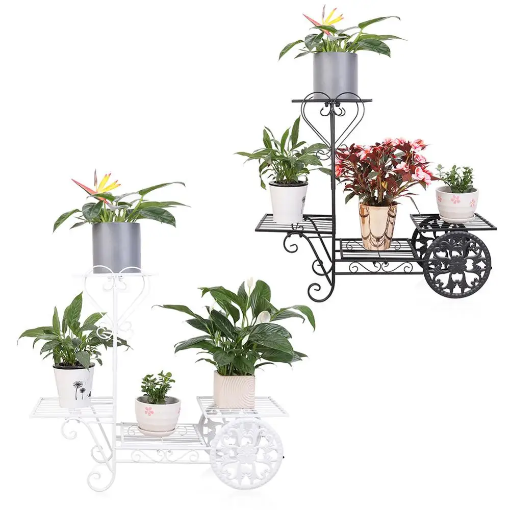 

Decor Garden Stand Flower Pot Rack Plant Metal Holder with 4 Tier Display Shelf for Porch, Garden, Patio Use, Weight up to 77lb
