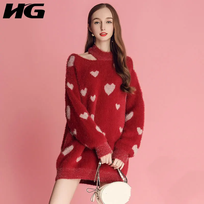 [HG] 2019 Весна новое женское корейское модное Повседневное платье с круглым вырезом и длинными рукавами женское однотонное свободное платье