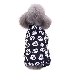 Хэллоуин для домашней собаки одежда пальто череп щенок зимняя теплая куртка Собака Одежда для домашних животных четыре ноги одежда для