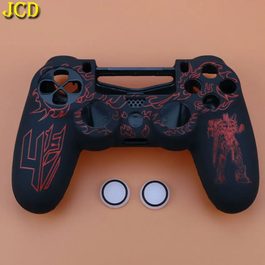 JCD 1 шт Противоскользящий силиконовый чехол для sony playstation 4 для PS4 Dualshock 4 контроллер+ 2 ручки для большого пальца - Цвет: Red