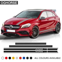 Matte Black for Mercedes Edition 1 Style Side Stripe Skirt Roof and Hood Decal graphics Sticker - A Class, W176, A45, AMG