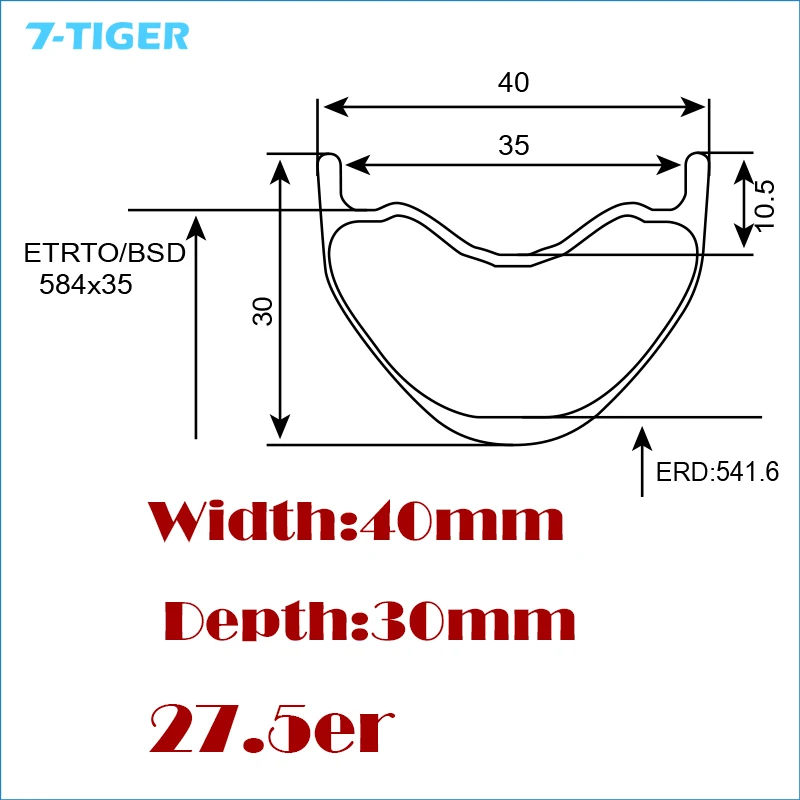 7-Тигр 40 мм ширина 30 мм глубина 650B и 27.5er широкий MTB оправы углерода довод для UD/ 3 К отделка TMC730