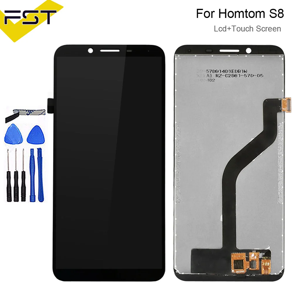 

5.7''Black For Homtom S8 LCD Display with Touch Screen Digitizer Assembly Repair Parts Accessory+Tools+Adhesive
