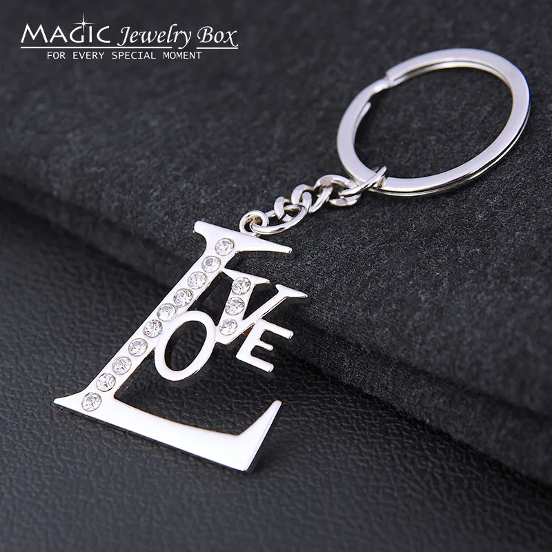 

Fashion New Novelty Crystal Love Letters Keychain Women Trinket Llaveros Bag Key Chain Ring Key Holder Gift Souvenirs Chaveiro