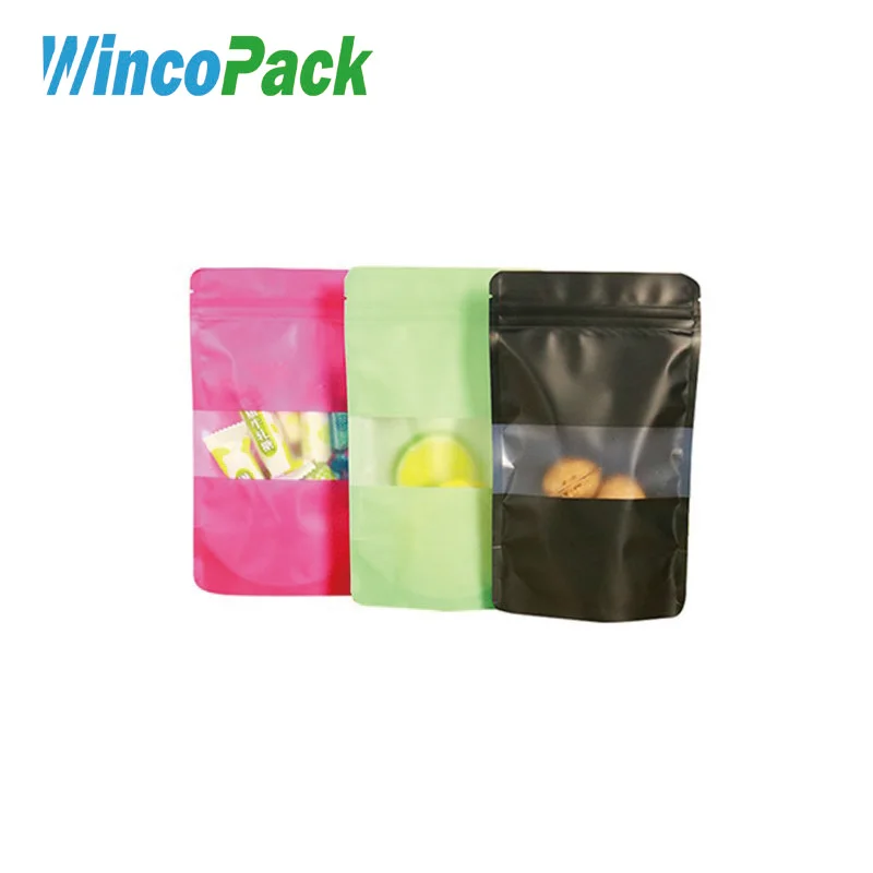 

3 Color Standup Gusseted PET Zipper Bag With clear window, great for food storage use 100Pcs/Lot VC061