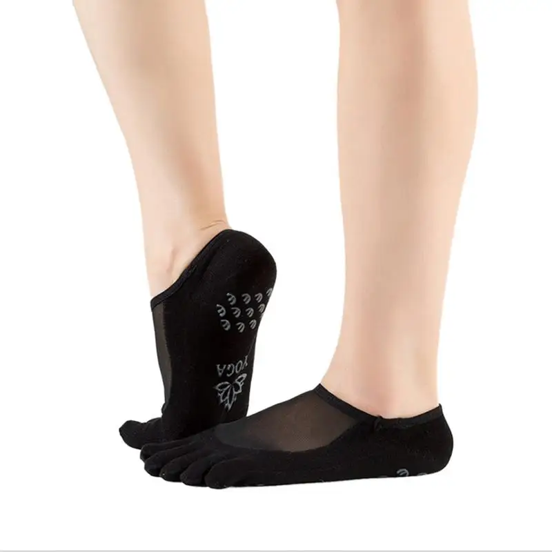 Хлопковые носки с открытым носком с пятью пальцами женские силиконовые Нескользящие удобные и дышащие носки для йоги прочные носки - Цвет: A a