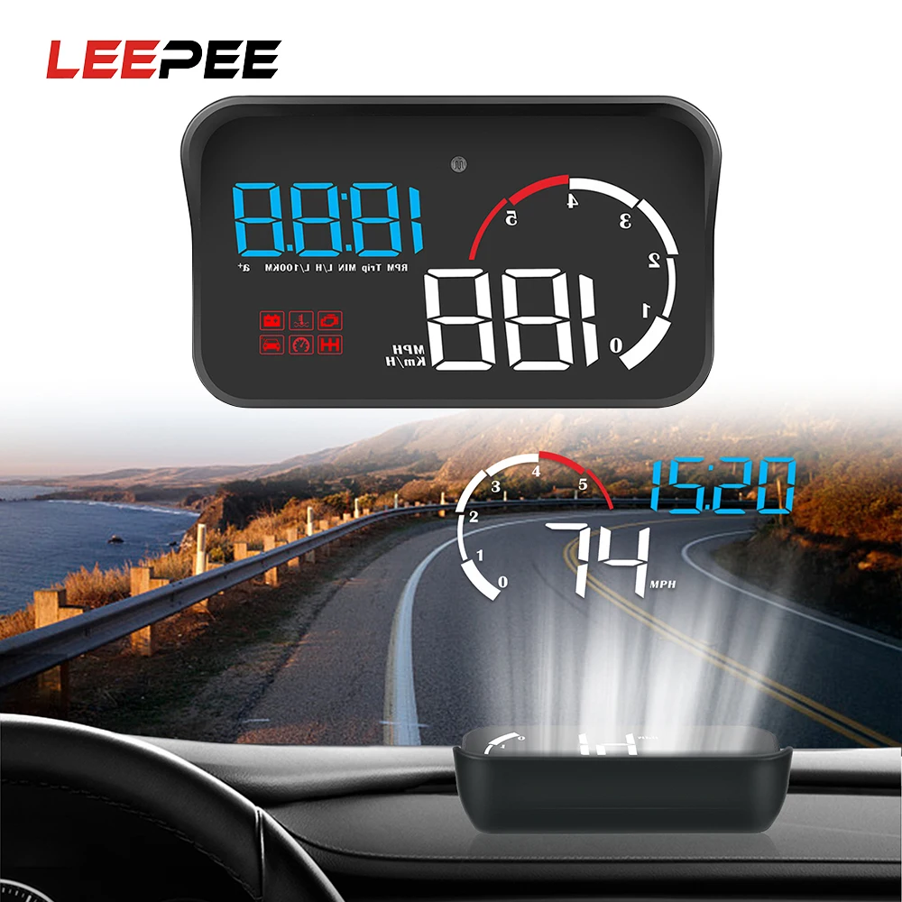 LEEPEE интеллигентая (ый) сигнализации Системы автомобиля HUD Дисплей OBD2 превышение