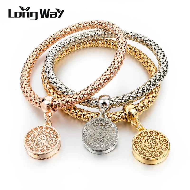 Женский браслет с цепочкой LongWay Круглый золотого цвета полым шармом SBR140339 2019 |