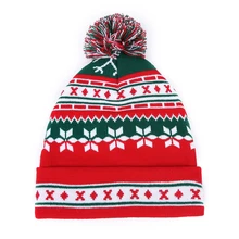 Шапка-бини с Санта Клаусом на осень и зиму, Рождественская вязаная шапка с помпонами для мужчин и женщин, вязаная шапочка для бега, термоудерживающий головной убор