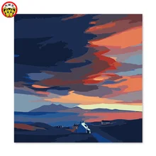 Темное Небо цифровая картина маслом закат абстрактная