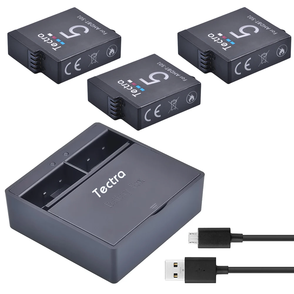 

Tectra 3 x AHDBT-501 AHDBT 501 Go Pro HERO5 литий-ионный аккумулятор + USB двойное зарядное устройство для Go Pro Hero5 Спортивная Экшн-камера