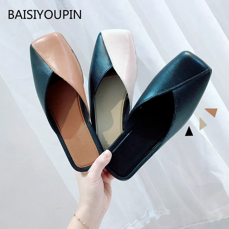 

Summer Solid Casual Flats Women Shoes Leisure Fitting Room Shallow Fashion Slip On Flats Slip-On Non-slip Home Female Shoes