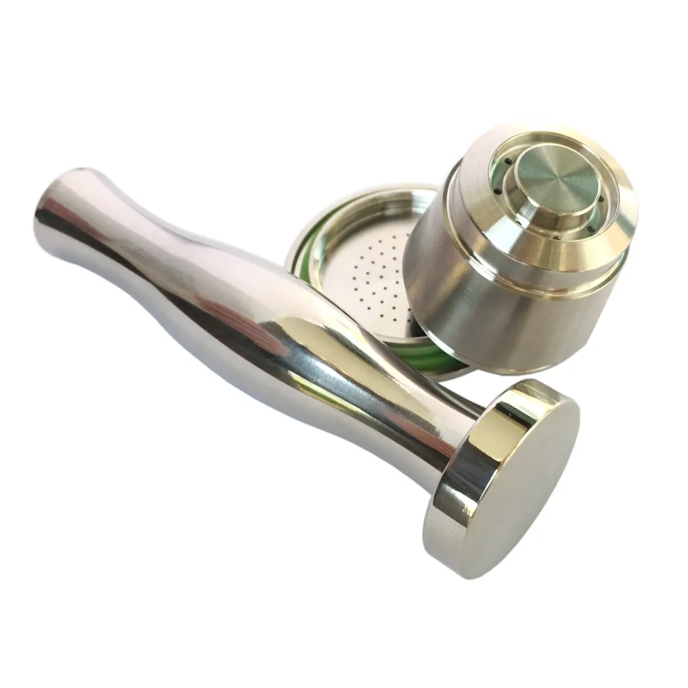 Stainless Steel Refillable Reusable Capsule for Nespresso Machine Flat Base Coffee Tamper