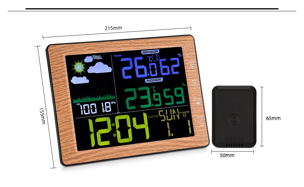 TS - 8210 Barometer Indoor Outdoor Temperature Humidity Digital Alarm Clock