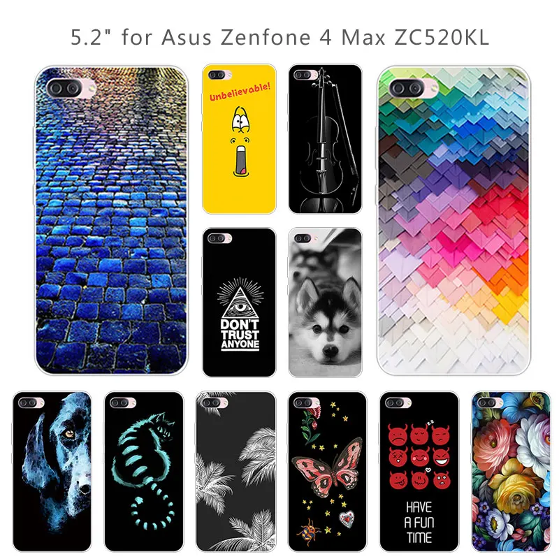Case For Asus Zenfone 4 Max ZC520Kl Ultrathin TPU Back Cover Soft Silicone for 5.2 inch Brick Road Funda |