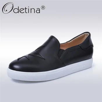 

Odetina 2019 New Fashion Loafers Flats Shoes For Women Female Casual Slip On Platform Shoes Ladies Comfort Shoes Plus Size 33-43