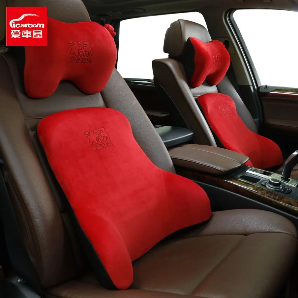 iCaroom Breathable Car Back Waist Lumbar Pillow Cushion with Memory