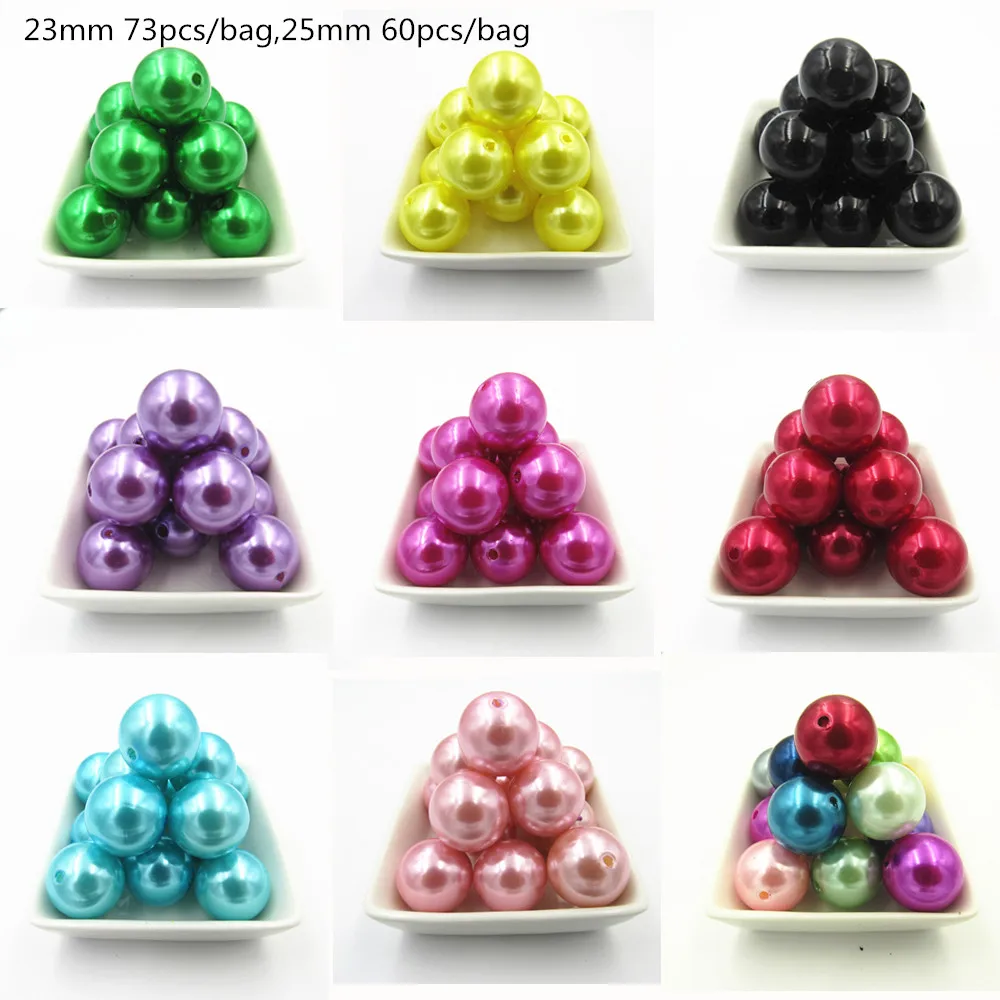 

Wholesale Large Size 23mm 73pcs/bag , 25mm 60pcs/bag Imitation/Acrylic Pearl Chunky Beads (Choose Size First)