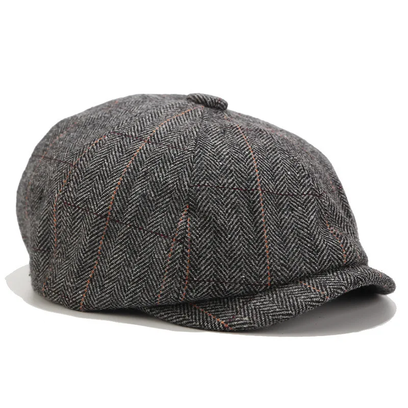 Берет Мужская британская винтажная твидовая кепка осень-зима новая восьмиугольная шляпа женская уличная для отдыха художница шляпа Tide Французский Берет