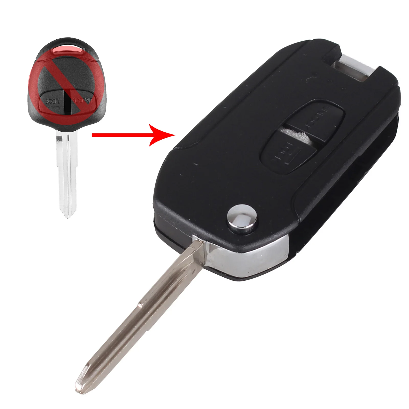 Dandkey 2/3 кнопки автомобиля дистанционного ключа Shel Fob чехол для Mitsubishi Pajero Lancer EVO Colt Outlander Mirage с правым левым лезвием - Количество кнопок: Right Blade 2B