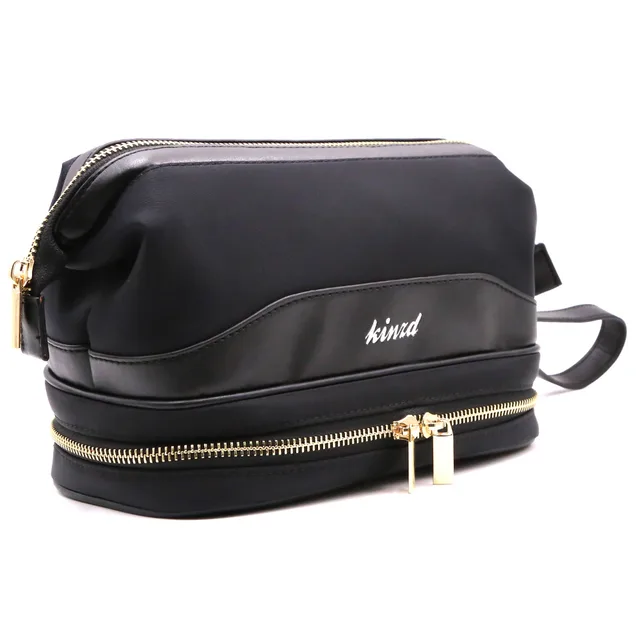 Travel Cosmetic Bag For Women Portable Leather Toiletry Hanging Travel Cosmetic Bag For Women Portable Leather Toiletry Hanging Makeup Organizer Double Layer Multiple Compartments