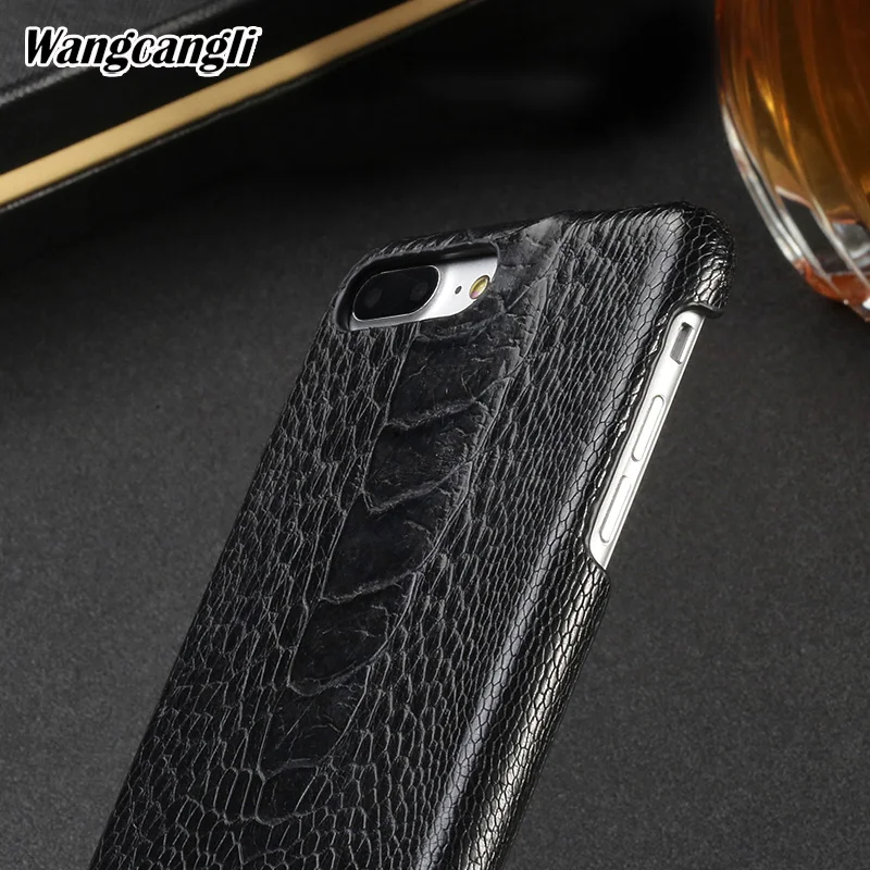 

Wangcangli natural Ostrich foot skin phone case for iPhone 7 plus Genuine Leather phone Back shell luxury phone protection case