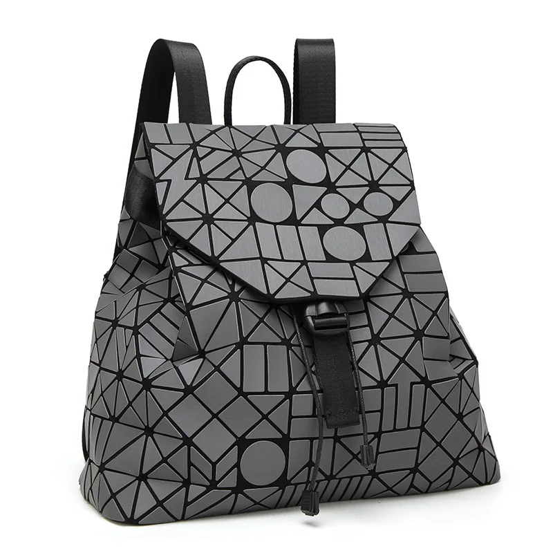 

2017 new PVC noctilucent patchwork women backpacks japanese style teenage girls school bags geometric luminous woman backpack
