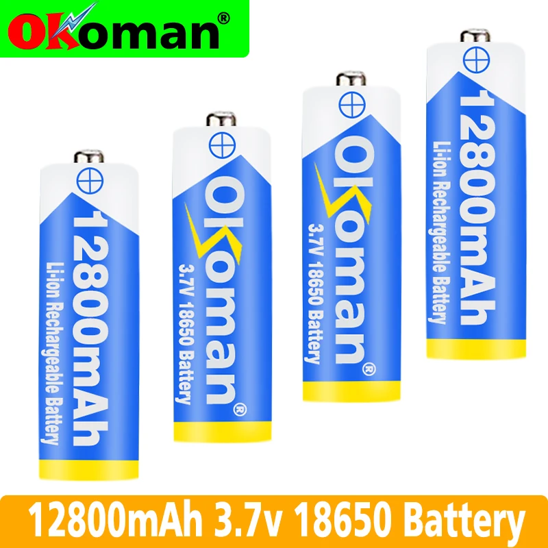 Okoman высокой емкости 3 7 V 18650 аккумулятор литиионый 12800mAh литий ионная литиевая