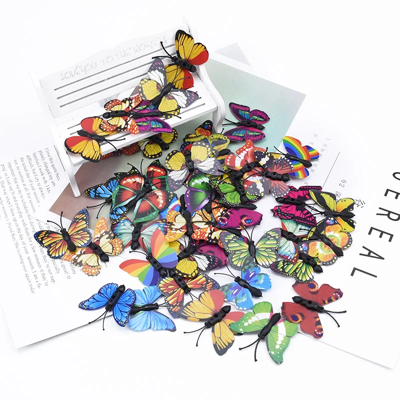 3D Plastic Butterfly Decorative Flowers Artificial Flowers 20pcs