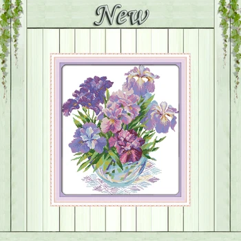 

Purple iris flower home decor painting counted print on canvas DMC 14CT 11CT Chinese Cross Stitch Needlework Sets Embroider kits