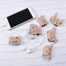 6 шт. животные/лот кожаный аксессуар для ноутбука милый каваи креативные животные шнур обёрточная бумага органайзер для наушников катушка намотки кабель менеджер