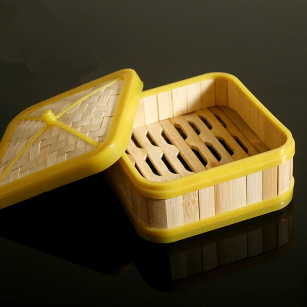 Kitchen Bamboo Steamer Basket Asian Food Steamer for Dim Sum Dumpling, Stackable, 5/6/7/8inch