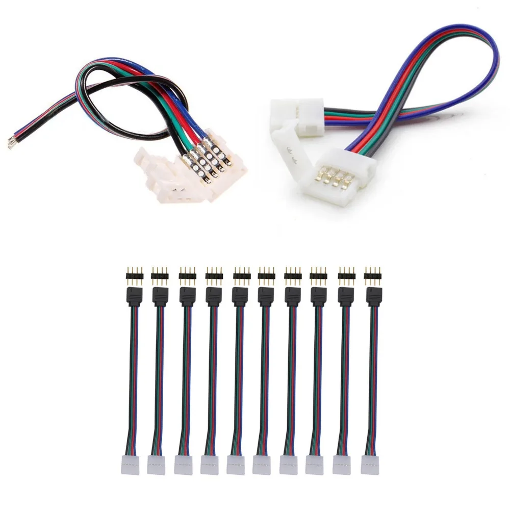 Buy rgb strip connector 4 pin L Shape Solderless wire