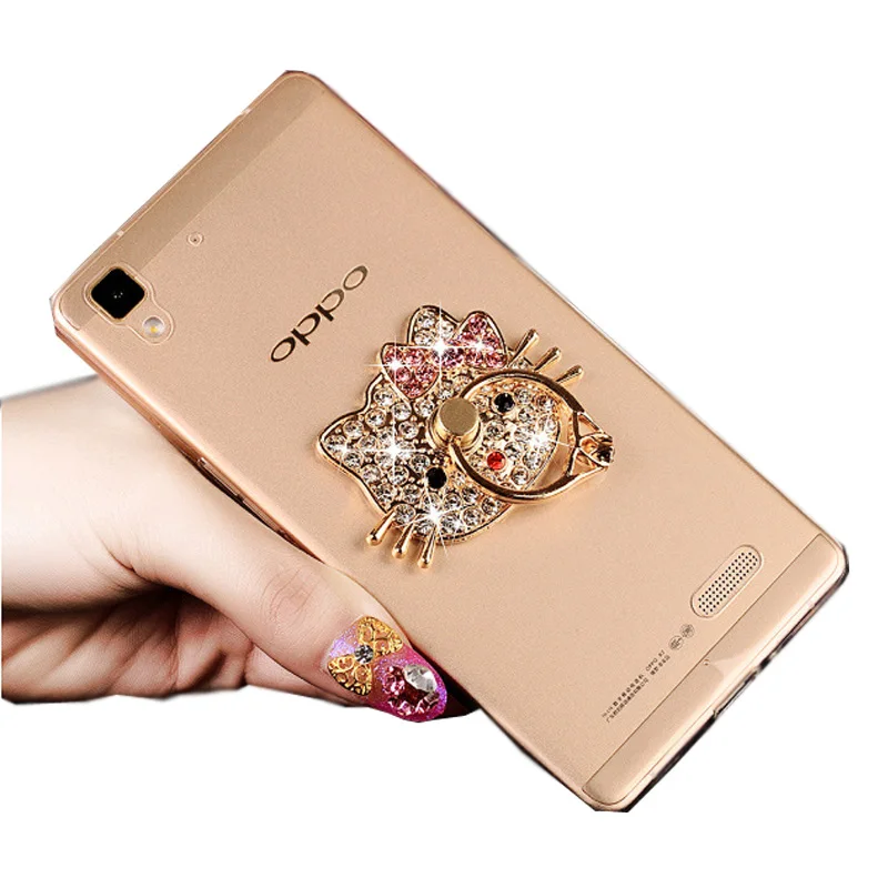 

360 Degree Hello Kitty diamonds Finger Ring Mobile Phone Stand Holder For all Smart Phone/tablet Watch video support
