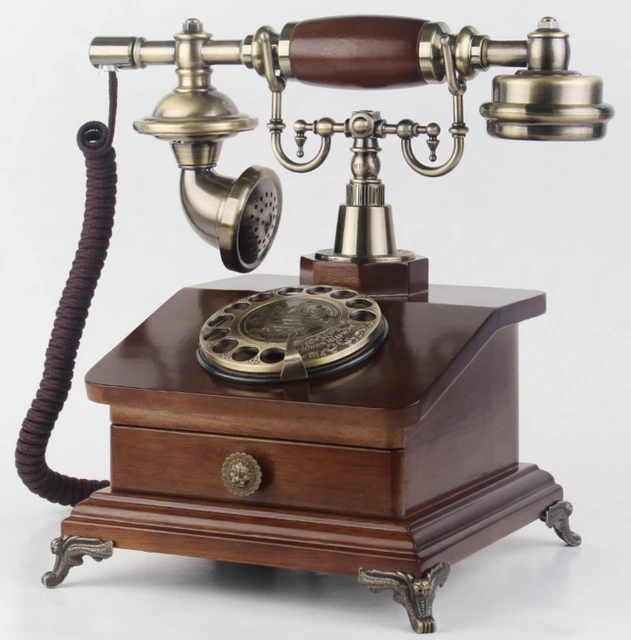 Teléfonos Antiguos con Cable, teléfono Retro Madera Maciza Metal