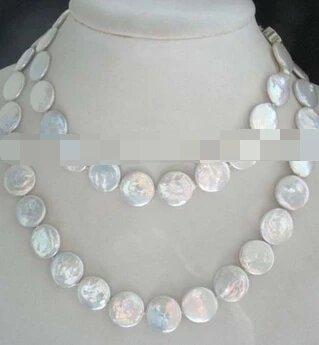 

free shipping nature white coin fwpearl necklace
