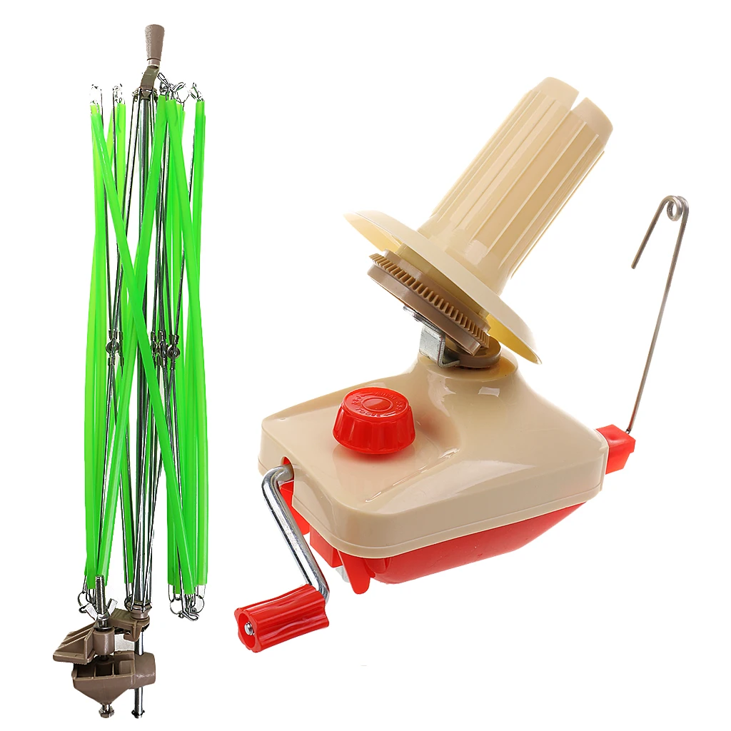 2 Pieces/Set Knitting Umbrella Wind Wool Winder and Table Clasp Swift Yarn String Ball Winder Holder Machine