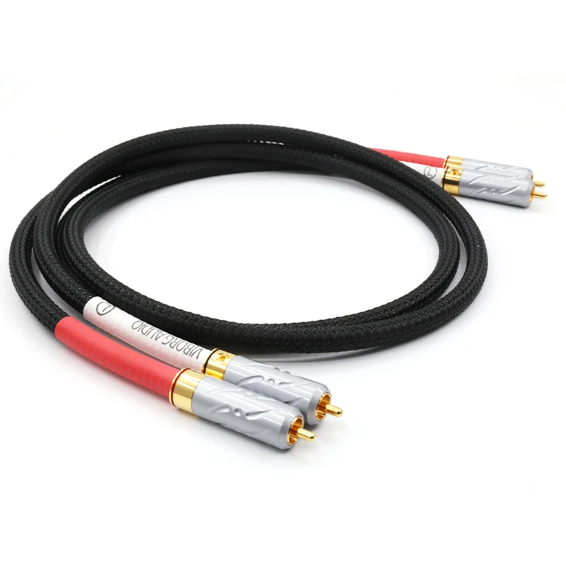 High Quality 6N 99.9999% OFC Male-Male RCA Interconnect Cable with Gold Plated RCA Plug for Hifi System