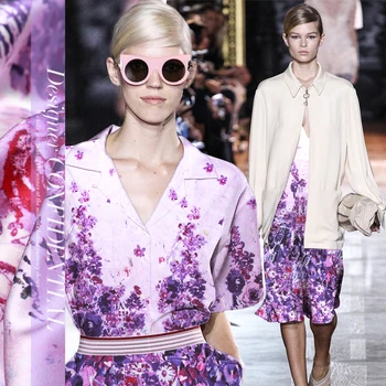 

French style charm big flower elastic satin fabric silk fabric printing true