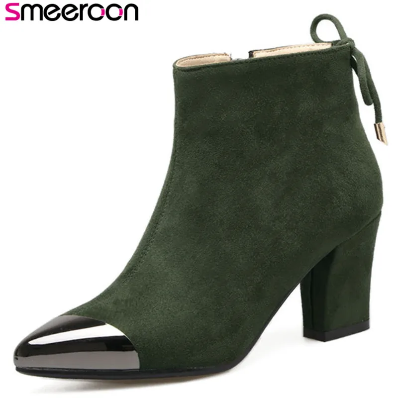 

Smeeroon 2018 fashion women boots pointed toe high heels ankle boots autumn winter boots high quality party shoes
