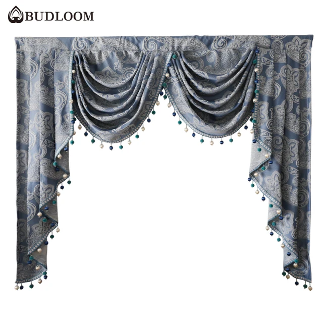 window swags and valances style window budloom blue elegant jacquard valance for bedroom european style luxury floral swags valances window decoration window swags and valances style window budloom blue elegant jacquard valance for bedroom european style luxury floral swags valances window decoration