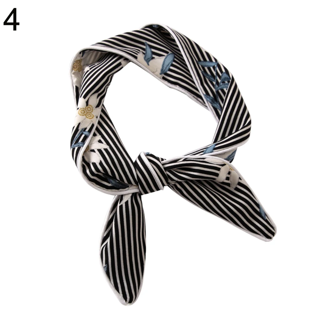 

Vintage Stripes Plaid Thin Women Scarf Choker Hair Band Handbag Decoration Gift