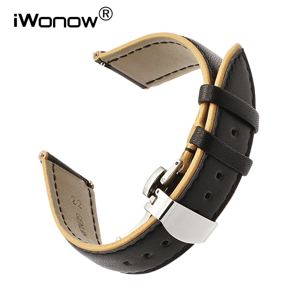 

22mm France Genuine Calf Leather Watchband for Diesel DZ Fossil Timex Armani Double Color Watch Band Quick Release Wrist Strap